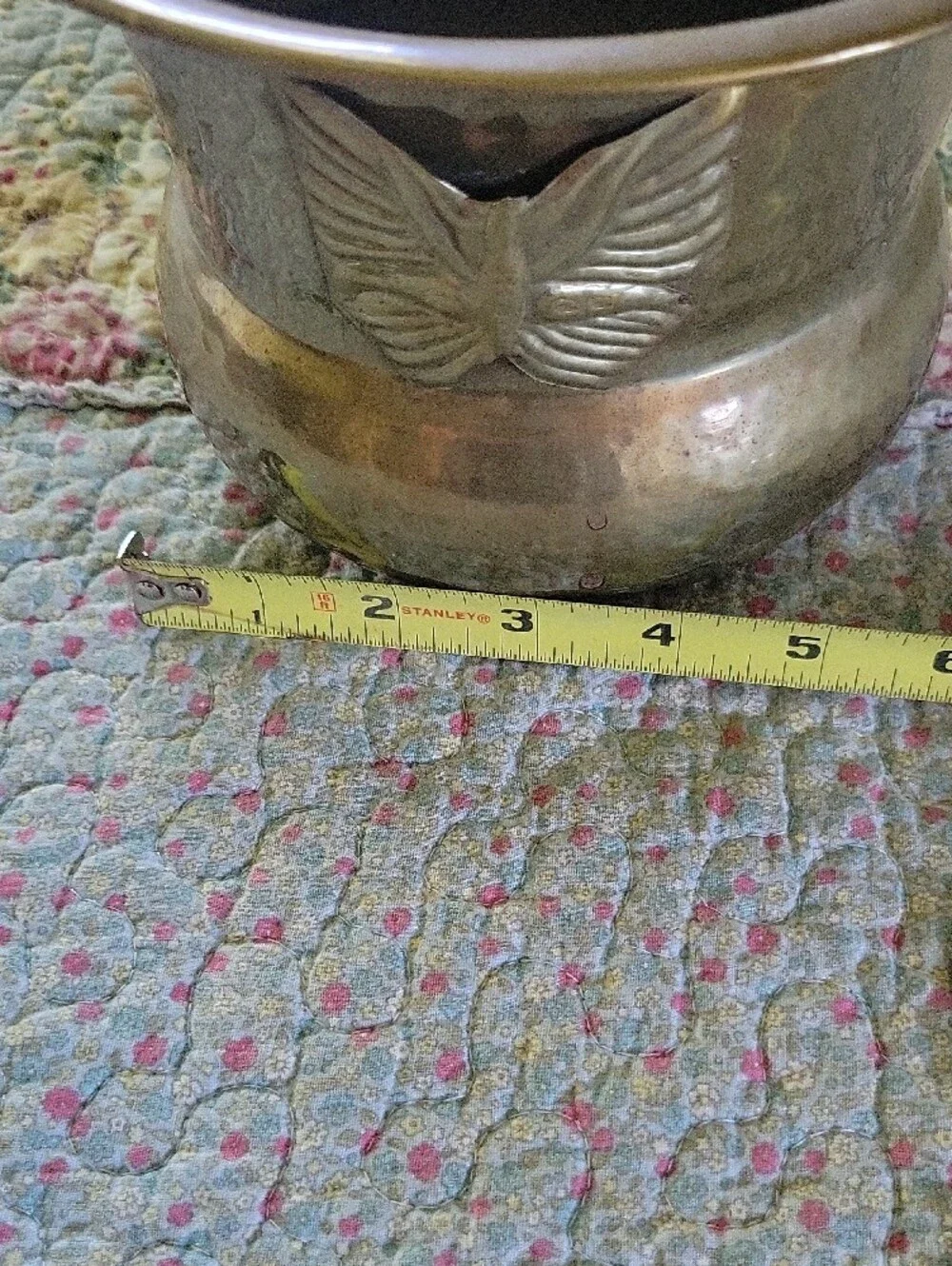 Vintage 1970s Brass Butterfly Squat Pot Planter Made in India Planter